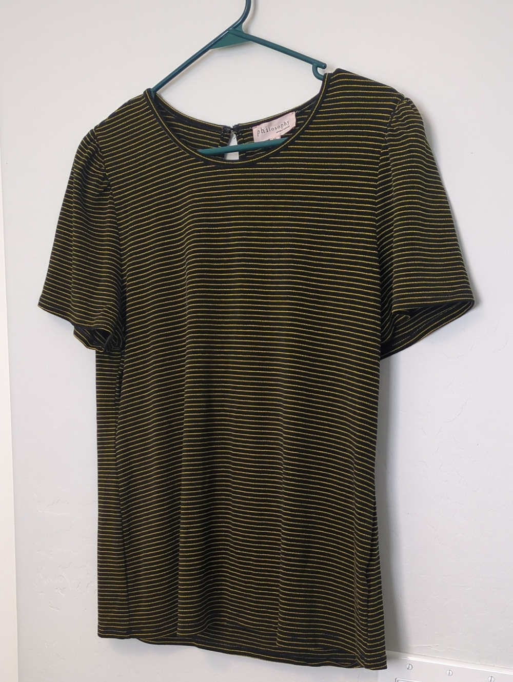 NWOT Philosophy Black & Yellow Striped Short Sleeve Tee